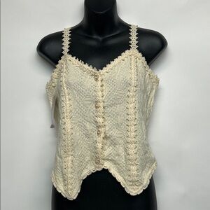 CreamOscar Hackman knitwear 100% cotton small festival  tank top boho NWT